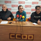 Los dirigentes sindicales José Crespo, Ursicino Sánchez y Gonzalo Díaz, ayer en CC OO. DL