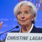 Christine Lagarde durante una rueda de prensa en Washington, este jueves.