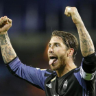 Ramos celebra uno de los goles del Madrid.