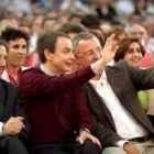 Ángel Villalba, José Luis Rodríguez Zapatero y José Blanco, ayer, en Salamanca