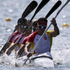 Javier Hernanz, Rodrigo Germade, Óscar Carrera e Íñigo Peña, el cuarteto español del K4 pasando a la final de 1.000 metros.