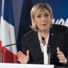 La presidenta del partido ultraderechista francés Frente Nacional (FN), Marine Le Pen, ayer. I.L.