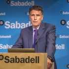Jaume Guardiola, durante una presentación de resultados de la entidad