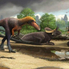 Dibujo del Suskityrannus hazelae, pariente pequeño del Tyrannosaurus rex.