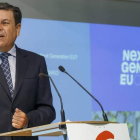 El consejero de Economía de la Junta de Castilla y León, Carlos Fernández Carriedo, ayer en la jornada de los fondos Next Generation. EL CORREO DE BURGOS