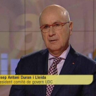 Josep Antoni Duran Lleida, entrevistado en 'Els matins' de TV-3, esta mañana.