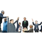 Isabel Carrasco, Emilio Gutiérrez, José Antonio Díez, Óscar López, Tino Rodríguez, Javier Chamorro, Juan Morano, Samuel Folgueral, López Riesco y Goyo Chamorro