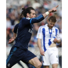 Gareth Bale, celebra el gol de la victoria ante la Real Sociedad.