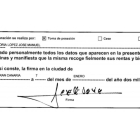 Firma de José Manuel Soria en la declaración de bienes que presentó en el Congreso.