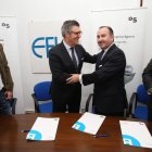 El presidente de Fele Bierzo, el presidente de Fele, el director de Sabadell Herrero y el delegado de negocio agrario.