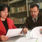 Los procuradores Ángela Marqués y José Ignacio Martín Benito, ayer en Ponferrada.