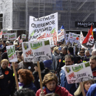 Vista de la manifestación de ayer en Valladolid, en apoyo de los trabajadores de Lauki. EFE