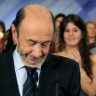 Rubalcaba, ayer, durante su comparecencia para valorar los resultados del 20N.