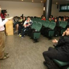 El presidente de la junta de estudiantes de la ULE, Gonzalo de Celis, ayer en el salón de actos del