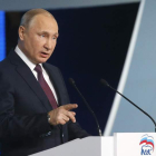 El presidente ruso Vladímir Putin intervino en el congreso de Rusia Unida. MAXIM SHIPENKOV