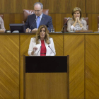 Susana Díaz durante su intervención en el Pleno del Parlamento andaluz.