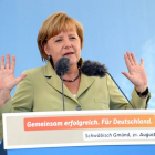 La canciller alemana Angela Merkel durante un acto de campaña.