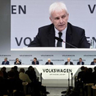 Matthias Müller, presidente de Volkswagen, durante una rueda de prensa.
