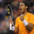 Nadal celebra su victoria ante el croata Ivo Karlovic.