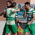 Los jugadores virginianos celebran el primer gol materializado ayer ante el Zamora. SECUNDINO PÉREZ
