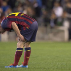 Messi, antes de abandonar lesionado el Benito Villamarín.