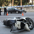 Moto accidentada en Barcelona.