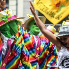 La comparsa Cordao do Bola Preta, en un momento del desfile del Carnaval, en el centro de Río de Janeiro, este domingo.