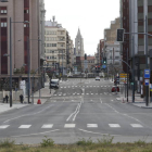 Calles de León sin tráfico el 31 de marzo debido al confinamiento de la primera ola. RAMIRO