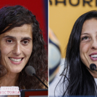 La nueva seleccionadora absoluta, Montse Tomé, y la delantera Jenni Hermoso. RODRIGO JIMÉNEZ/PABLO GARCÍA (RFEF)