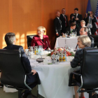 Desayuno de trabajo entre Obama, Merkel, Renzi, Hollande, May y Rajoy.