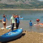 López Benito visitó el campamento en el pantano de Luna.