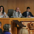Elena María Prieto, Gregorio Chamorro y Fernándo Vélez, en el Pleno de ayer.
