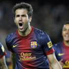Cesc celebra uno de sus goles con el Barça.