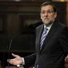 El presidente Mariano Rajoy, durante su intervención ayer en el pleno del Congreso.
