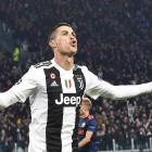 Cristiano Ronaldo celebra el gol de la Juventus frente al Valencia. DI MARCO