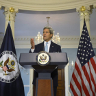 John Kerry, durante la rueda de prensa de ayer.