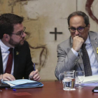 Pere Aragonès y Quim Torra, este martes, en la reunión del Govern