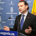 Pedro Arahuetes, alcalde de Segovia hasta ahora, en el momento de comunicar su dimisión.