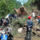 Los temblores causaron muchos desprendimientos en esta zona montañosa.