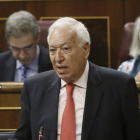 El ministro de Exteriores, José Manuel García Margallo, este miércoles, en la sesión de control en el Congreso.