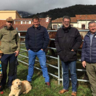 Las autoridades, junto a uno de los vallados con reses de equino de explotaciones de Oseja. CAMPOS