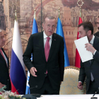 Antonio Guterres, Erdogan, Oleksandr Kubrakov y Serguéis Shoigu. SEDAT SUNA