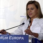 La secretaria general del PP, Dolores de Cospedal, durante su participación ayer en un acto.