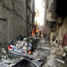 Estado en el que quedó el barrio de Yarmana tras los ataques con coche bomba.