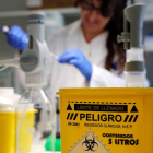 Investigadores del Centro Nacional de Microbiología analizan la carne mechada. CHEMA MOYA