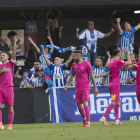 Ríos Reina volvió a ser protagonista en las jugadas a balón parado, esta vez anotando de falta directa por la escuadra el gol que suponía el empate para la Deportiva. LOF