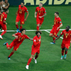 Los jugadores de Bélgica celebran el pase a cuartos. ROMAN PILIPEY
