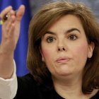 La vicepresidenta del Gobierno, Soraya Sáenz de Santamaría, en la jornada de ayer.