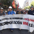 Los trabajadores de Minerplan se manifestaron en León el pasado julio