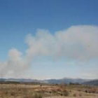El incendio de ayer en la montaña leonesa, visto desde Cuadros